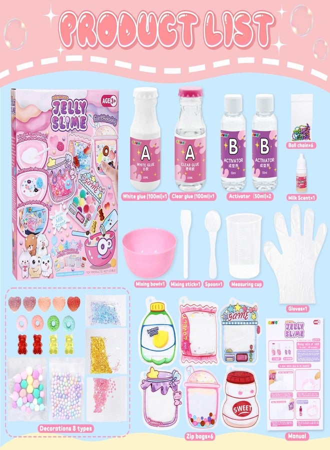 Crelloci Jelly Taba DIY Squishy Kit, Make Your Own Squishies with AB Liquid Silicone, Stress Relief Toy Craft Kit for Kids Ages 6+, Slow Rising Jelly Squishy Making Set with Cute Pouches & Decorations - Image 3